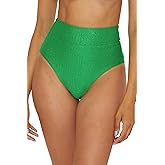 BECCA Women's Luxe High Waisted Bikini Bottom, Cheeky Coverage, Swimwear Separates