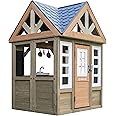 KidKraft Greystone Cottage Wooden Outdoor Playhouse with EZ Kraft Assembly™, Ringing Doorbell, Mailbox, Play Kitchen and Chalkboard, Gift for Ages 3-7