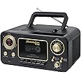 Studebaker Bluetooth Portable Stereo CD, AM/FM Stereo Radio and Cassette Player/Recorder (Black & Gold)