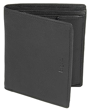 BUGATTI Echtleder Herren Portemonnaie im Hochformat, Hochwertige Brieftasche mit Klappfach aus echtem Leder, Schwarz