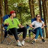 EVER ADVANCED Folding Camping Chair 160kg High Back Cup Holder Side Pockets view 2