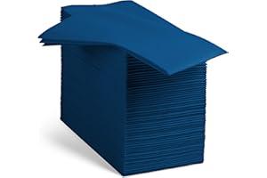 100 Linen-Feel Colored Paper Napkins - Decorative Cloth-Like Dark Blue Dinner Napkins - Soft And Absorbent. For Kitchen, Part
