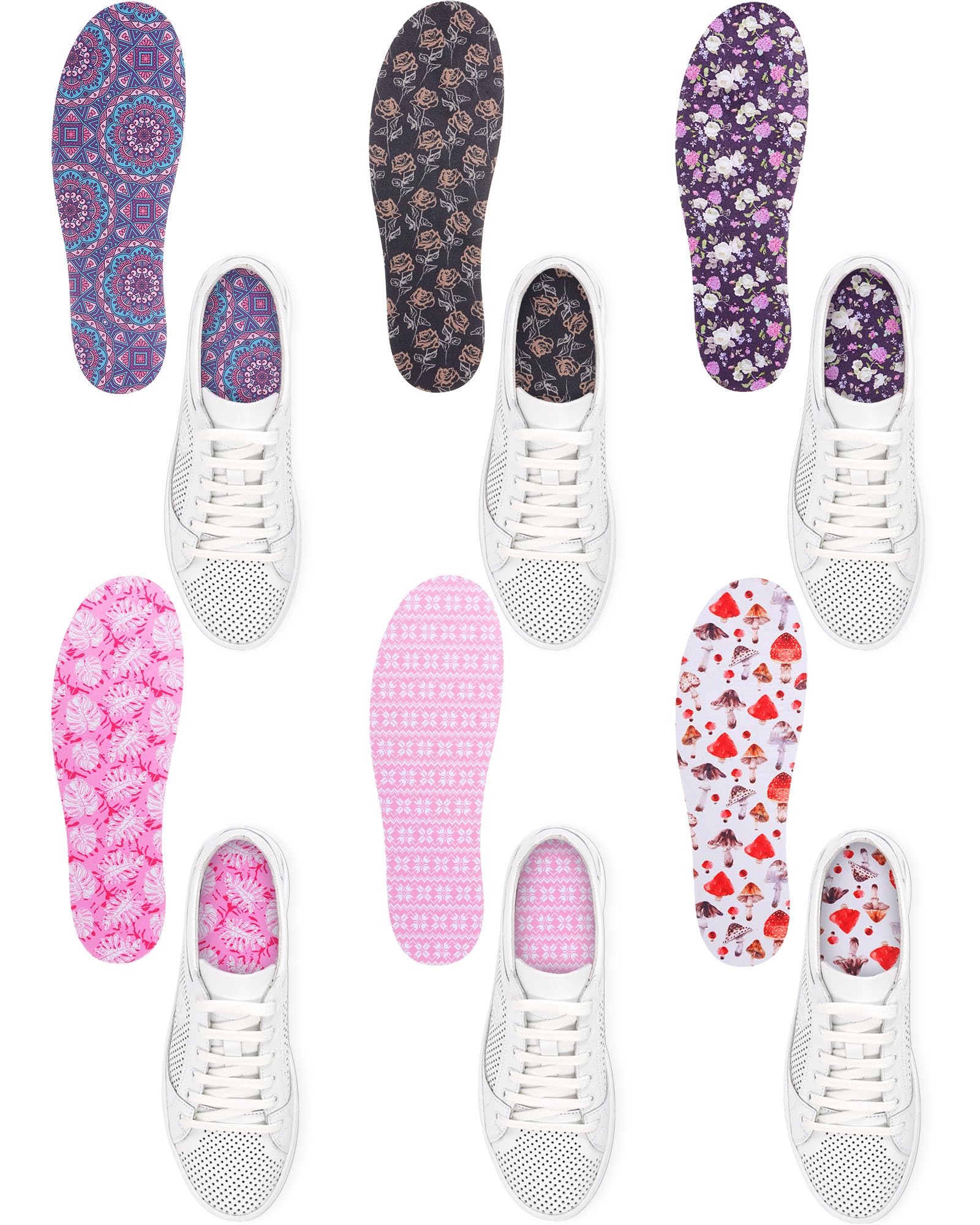 Photo 1 of Velmitten 6 Pairs No Show Socks Sockless Shoe Liner Washable Barefoot Shoe Insoles No Slipping Inserts for Women Man(Soft Style)
