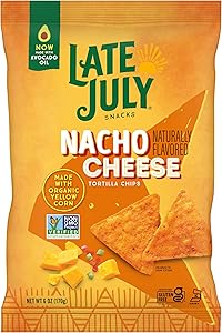LATE JULY Snacks Nacho Cheese Tortilla Chips, 6 Oz Bag