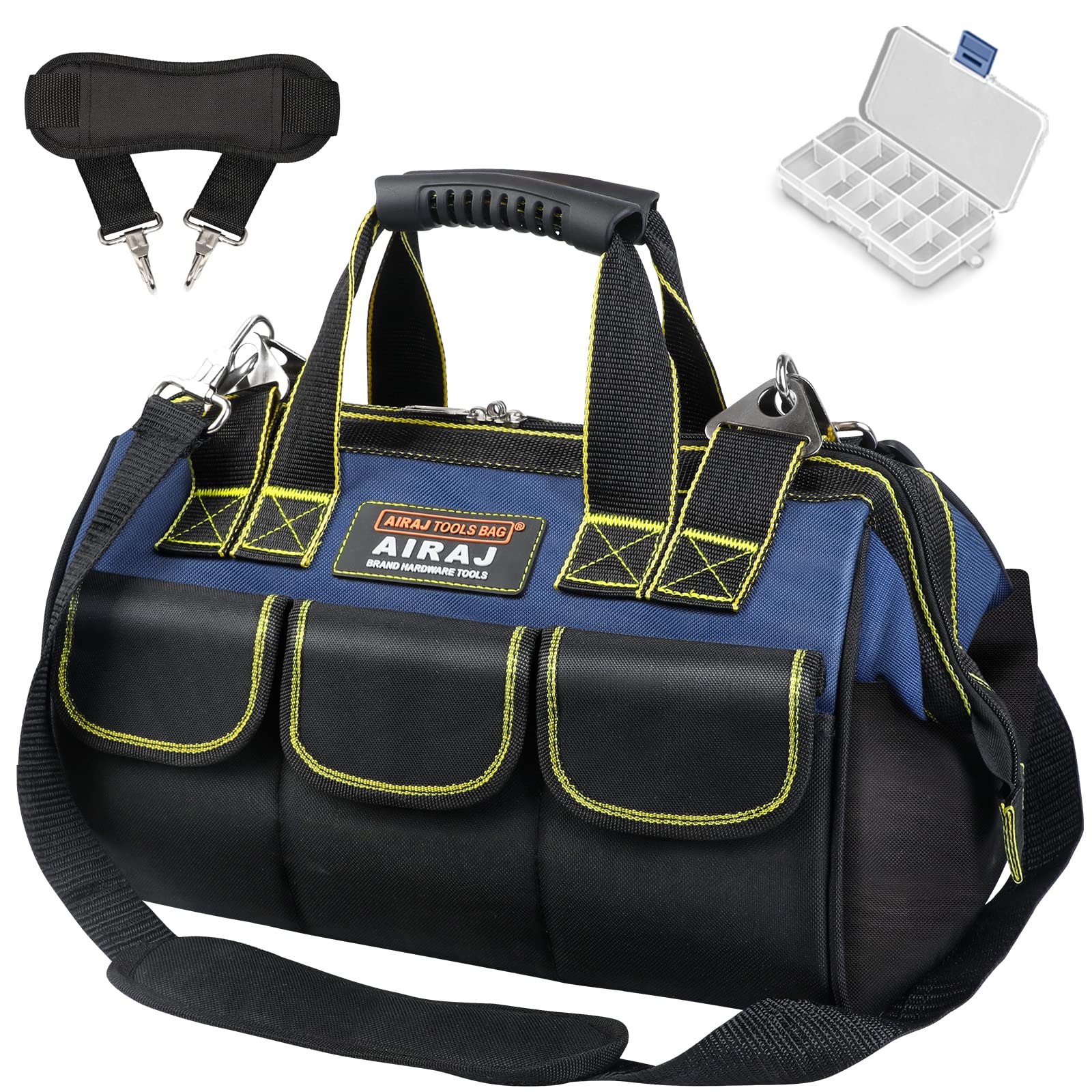 AIRAJ 15-Inch Tool Bag, Top Wide Mouth Waterproof Tool Bag, Adjustable Shoulder Strap, Suitable for Household and Maintenance Personnel Tote Tool Bags