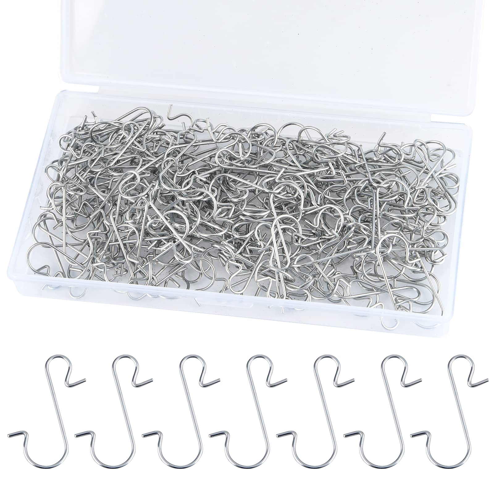FEPITO 200 Pcs Christmas Ornament Hooks Silver Stainless Steel Christmas Ornament Hangers Perfect for Art Craft Christmas Tree Decorations