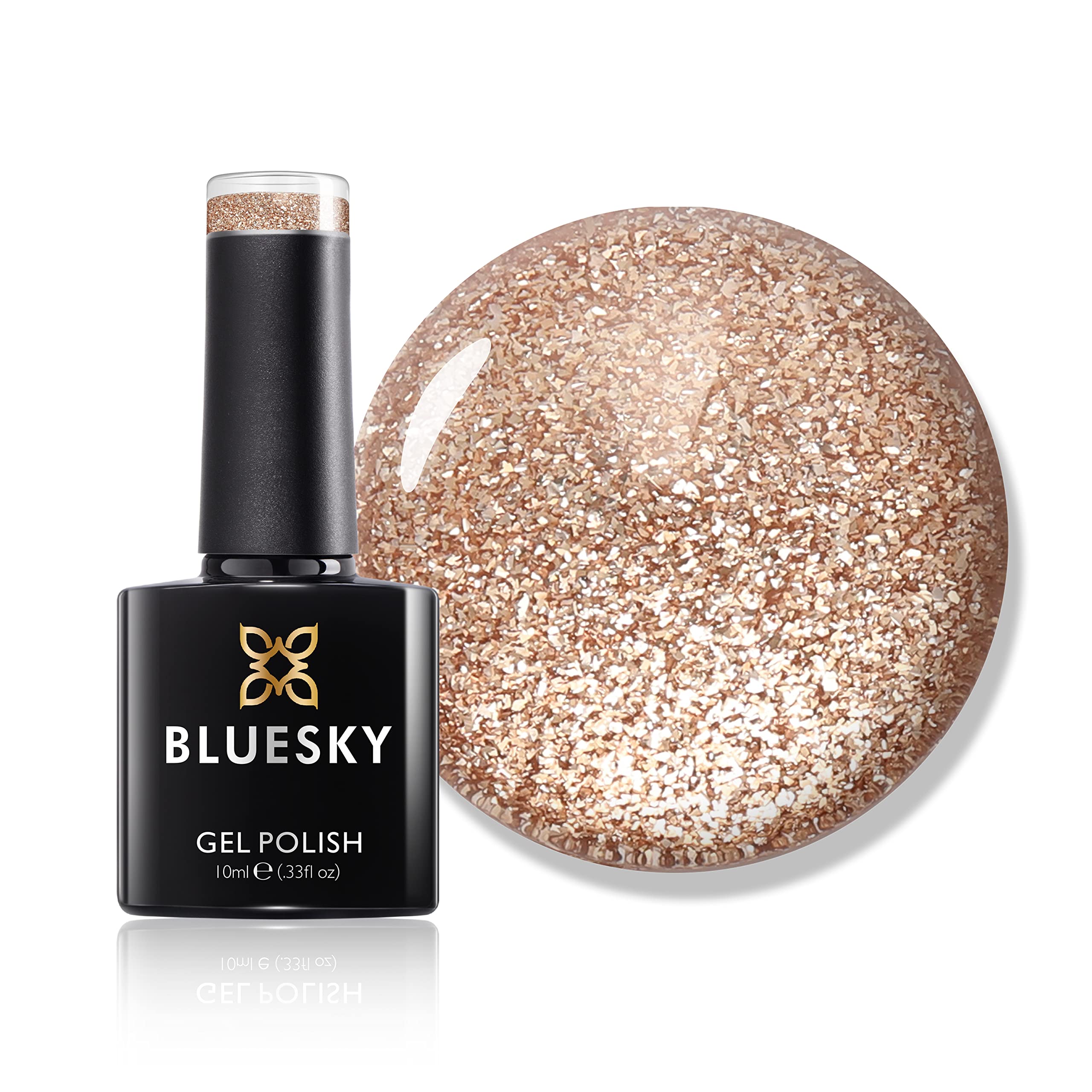 Bluesky Gel Nail Polish, Platinum 04, Champagne Sparkle,10 ml Long Lasting, Chip Resistant, 10 ml (Requires Drying Under UV LED Lamp)
