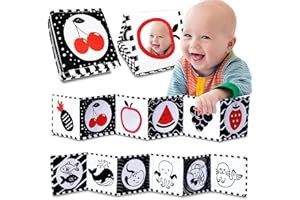AGMJFN High Contrast Baby Toys For Newborn： Black And White Baby Toys Book 0-3 Months - Tummy Time Mirror For Infant 6 7 8 9 10 11 12 Months Developmental Toys Montessori Sensory Toys Baby Girls Boys Gift