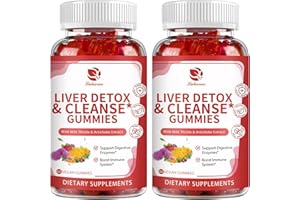 Lukaree Liver Cleanse Detox & Repair Gummies - Milk Thistle, Dandelion, Artichoke Extract & Elderberry - No Sugar, Raspberry Flavor - 120 Count