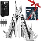 BIBURY Multitool Pliers,19-in-1 Pocket Multi-Tool w/Screwdriver Sleeve,Wire Cutters, Spring-Action Scissors & Nylon Sheath, S