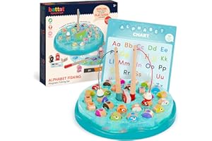 Battat Education – Magnetic Fishing Game for Toddlers with Alphabet Letters – Early Learning Educational Toy with 2 Fishing Rods & 10 Colorful Fish – 2+ Years