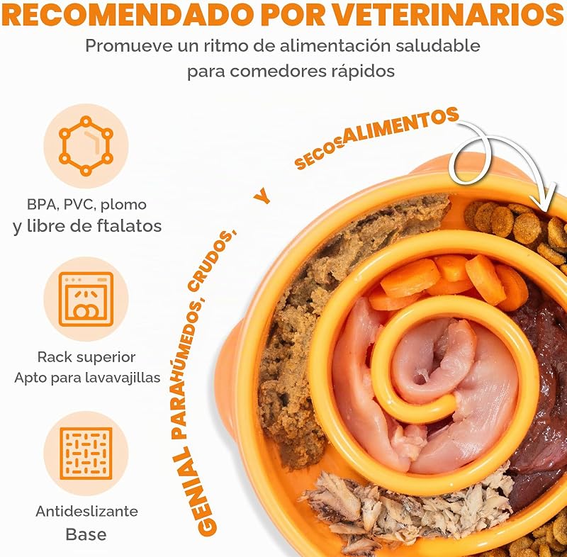 Comedouro Divertido Slo-Bowl - Comedouro de Obstáculos para Cães - Laranja - Médio/Mini — foto 3 de 7