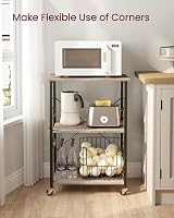 VASAGLE Kitchen Shelf on Wheels 3-Tier Trolley Greige Black KKS060B02 view 3