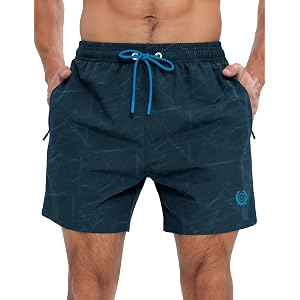 APTRO Mens Swim Trunks 5 inch Board Shorts Bathing Suit with Zipper Pockets | Quick Dry Swim Shorts with Mesh Lining, Lightwe
