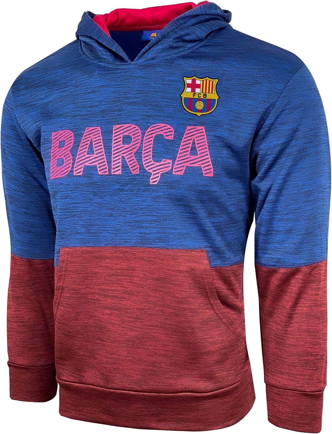 Icon Sports Men’s Barcelona Pullover Hoodie – Officially Licensed FC Barcelona Hooded Sweatshirt With Phone Pocket