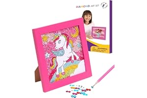 Little Jupiter Diamond Art Kits for Kids w/ 7 1/8" x 7 1/8" Frame - Kids Diamond Art - Kids Diamond Art Kits - Kids Diamond Art Kits - Diamond Art Kit for Kids - Gem Art Kit (Unicorn Pink Frame)