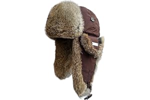 IFURHATAL Winter Trapper Hat for Men Women 100% Real Rabbit Fur Russian Fur Winter Ushanka Hat Men Aviator Hat Mens Trapper Hat