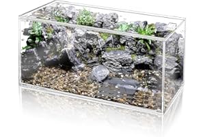 Tlence Acrylic Tarantula Enclosure Terrarium, 8" x 4" x 4" Small Magnetic Reptile Tank, Micro Spider Breeding Habitat Cage, Clear Ventilated Lizard Display Box for Hermit Crab Invertebrates Scorpion