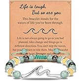 IKIATY Inspirational Gifts for Women, Wave of Life Inspirational Bracelet, Thinking of You Cheer Up Get Well Encouragement Gifts for Women Friends, Life is Tough But So are You