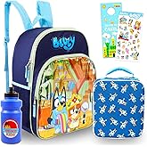 Bluey Backpack with Lunch Box Set - Bundle with 16” Backpack, Lunch Bag, Water Bottle, Stickers, More | Bluey & Bingo School Supplies for Kids