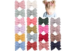 40Pcs 3.5Inch Hair Bows Clips for Baby Girls, Oaoleer Neutral Linen Pigtail Bows Double Bun Ponytail Bow Hair Barrettes Accessories for Babies Infant Toddlers Kids in Pairs