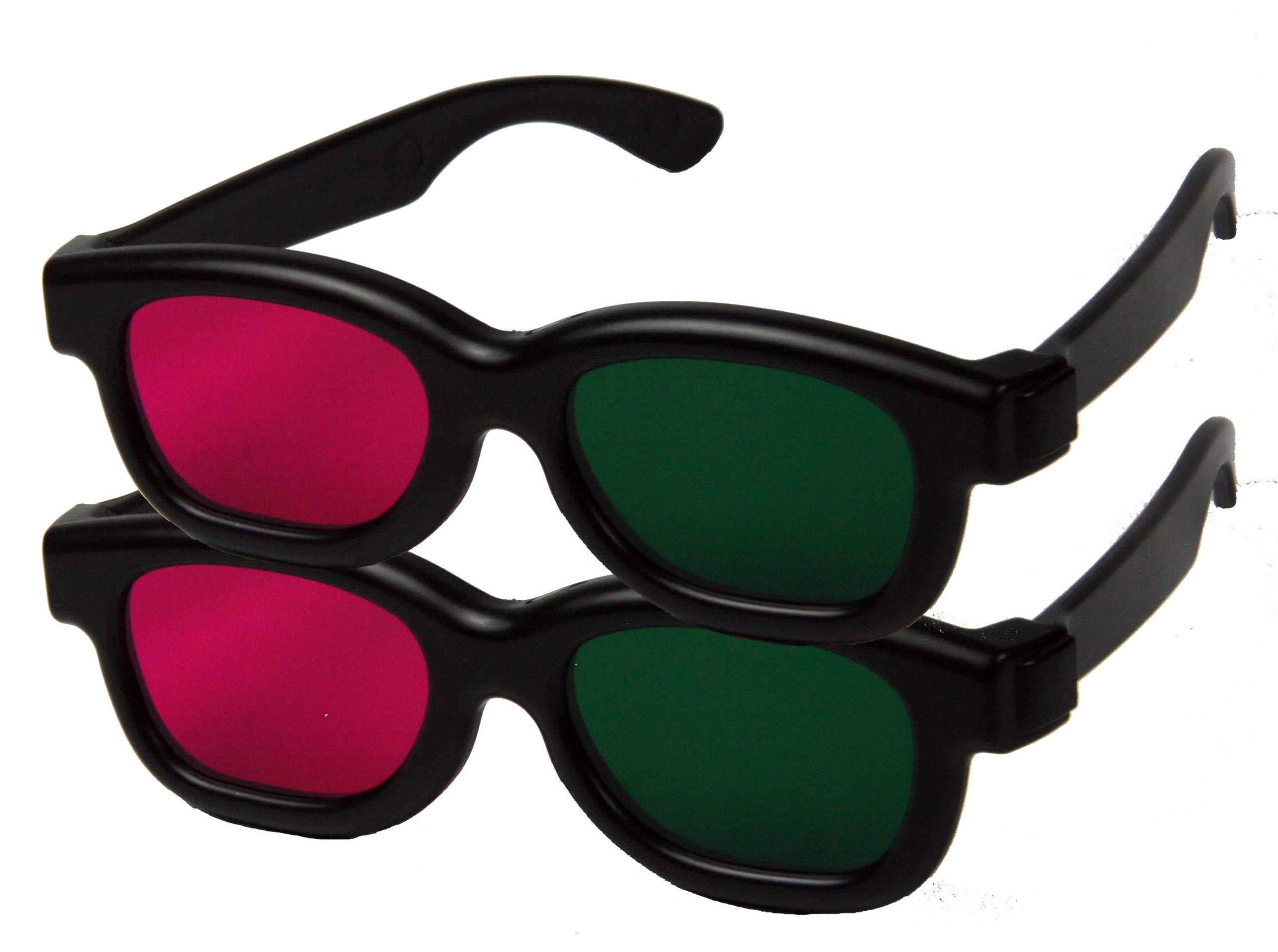 Children's 3D Glasses - Green/Magenta (2 Plastic PAIRS) - for Coraline, My Bloody Valentine, Journey to the Center of the Earth Home DVD - Kid's Size