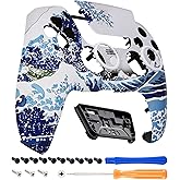eXtremeRate Luna Redesigned The Great Wave Front Shell Touchpad Compatible with ps5 Controller BDM-010 020 BDM-030 040 050, Replacement Faceplate Custom Touch Pad Cover Compatible with ps5 Controller