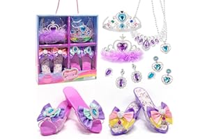 Princess Dress Up for Girls 4-6 ，Kids Princess Shoes Pretend Play Toys, Beauty Birthday Gifts for 3 4 5 6 Year Old Girl