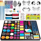 Face Painting Kit for Kids, 51 Colors Water Based Non-Toxic Paint, with 4 Brushes, 38 Stencils, 6 Reusable Stencils, etc. Was