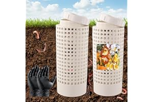 Inground Worm Composter, Outdoor Worm Farm Compost Bin Kit with Lid for Raised Garden Beds, Reducing Food Waste Composting Sy