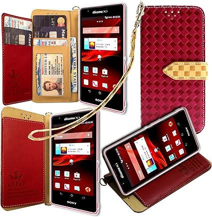 Amazon Docomo Xperia A So 04e ケース 手帳型 カバー 手帳型 Gto お洒落な2トーンカラー オリジナルハンドストラップ ネックストラップ付 3点セット Puレザー アンチグレアtpuケースを使用した手帳型puレザーケース ローズマゼンタ ケース カバー 通販