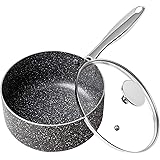 MICHELANGELO 2qt Saucepan with Lid, Small Pot with Lid,Nonstick Sauce Pan with Stainless Steel Handle, Stone-Derived Non-Stic