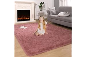 Kelarea Super Soft Shaggy Rug Fluffy Bedroom Carpets, 4x6 Feet Blush, Modern Indoor Fuzzy Plush Area Rugs for Living Room Dorm Home Decorative Kids Girls Children's Floor Rugs