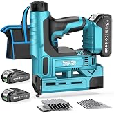 SEESII 18GA Nail Gun Cordless with Battery, 2-in-1 Brad Nailer &amp; Staple Gun | 2&times;2000mAh batteries, 1000-pc nails &amp; staples, 6-stage dial, jam-free, contact safety. For softwood/OSB/plywood. Not for oak