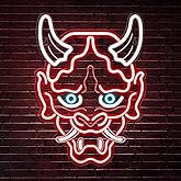Kavaas Hannya Mask Neon Sign, Anime Japanese Neon Sign for Gamer Room Bar Tattoo Studio Decor | LED Oni Mask Neon Light for Bedroom Boys, Gaming Wall decor - Best Gamer Gifts for Teenage Boys, Christmas