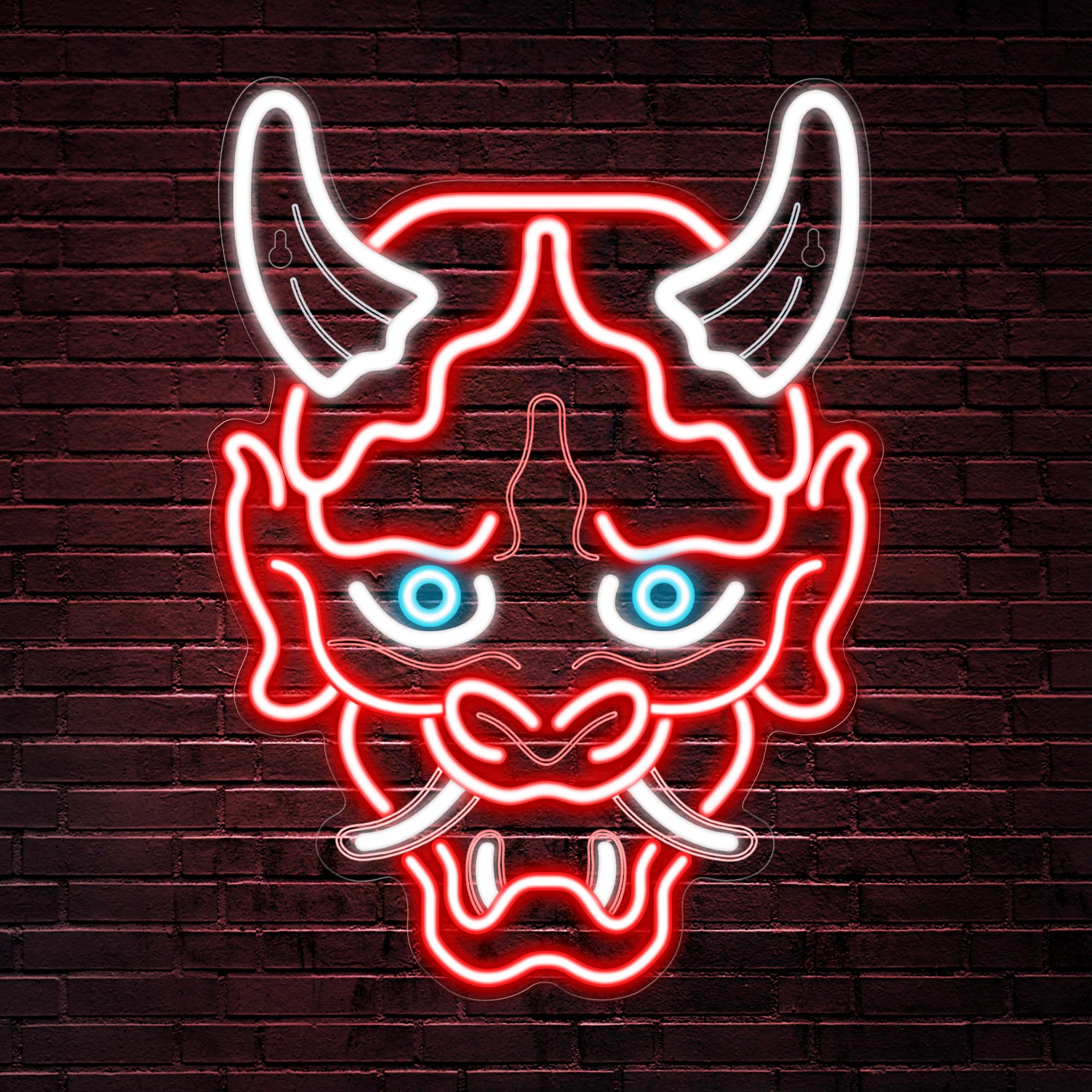 Photo 1 of Kavaas Hannya Mask Neon Sign, Anime Japanese Neon Sign for Gamer Room Bar Tattoo Studio Decor | LED Oni Mask Neon Light for Bedroom Boys, Gaming Wall decor - Best Gamer Gifts for Teenage Boys, Christmas