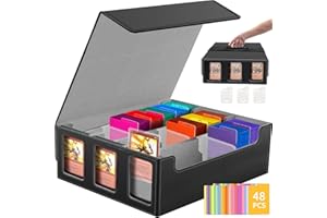 SWAITEE Trading Card Storage Box, 1800+ MTG Card Organizer with Display Windows and Card Supporters, PU Detachable Magnetic Cover Card Game Storage with 48 Dividers and Strap for YuGiOh/MTG/TCG/Sports Cards