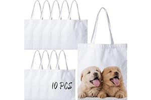 Joyclub 10 Pack Canvas Tote Bags Bulk Sublimation Blanks Tote Bags Polyester Medium Reusable Grocery Cloth Shopping Bags for Heat Transfer Tie Dye Advertising Painting Crafting DIY Gift