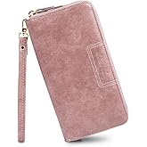 FT FUNTOR Wristlet Wallets for Women, Ladies PU Vegan Leather Clutch Wallet Zip around Phone Purse Card Holder Organizer