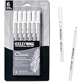 SAKURA Gelly Roll Classic Gel Pens, Opaque White Ink, Ass't Tips 05/08/10, 6 PK 57461