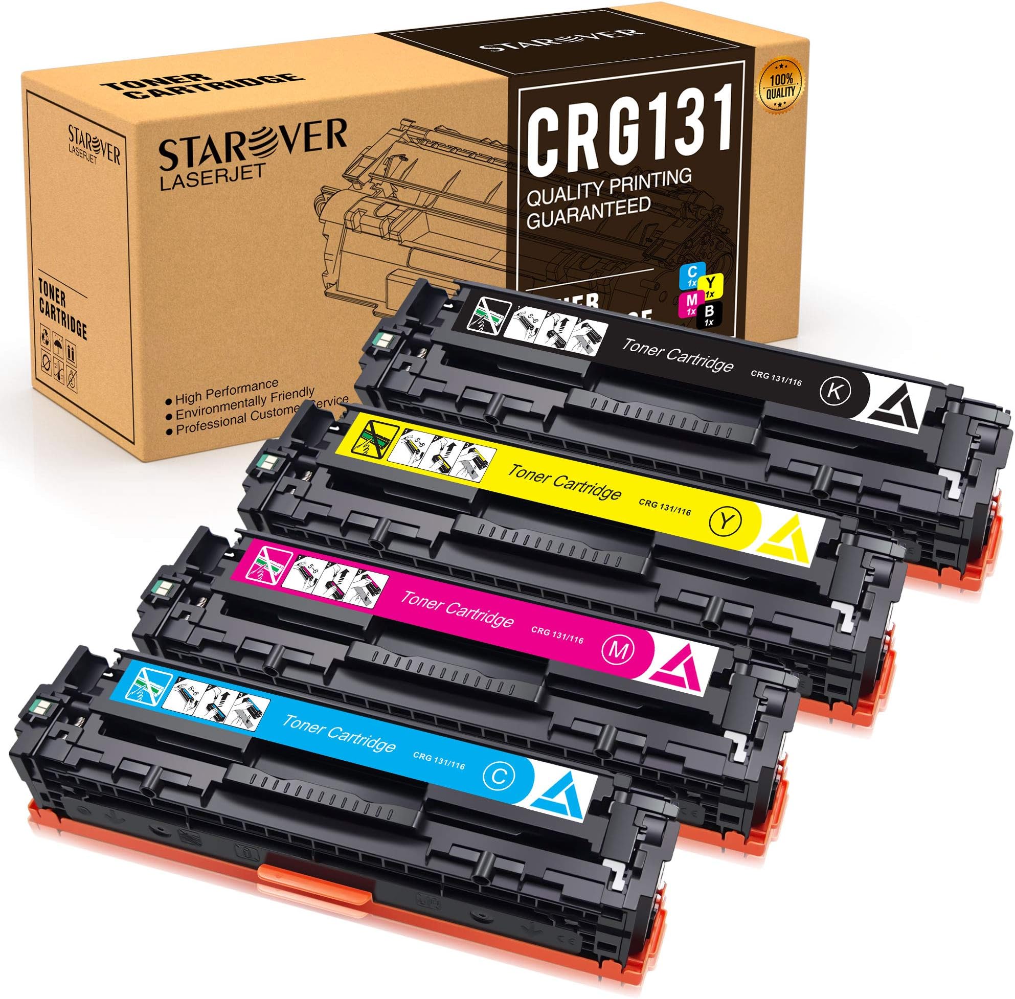 STAROVER Compatible Toner Cartridge Replacement for Canon 131 131H for Canon ImageClass MF8280Cw LBP7110Cw MF628Cw MF624Cw Printer (4-Pack)