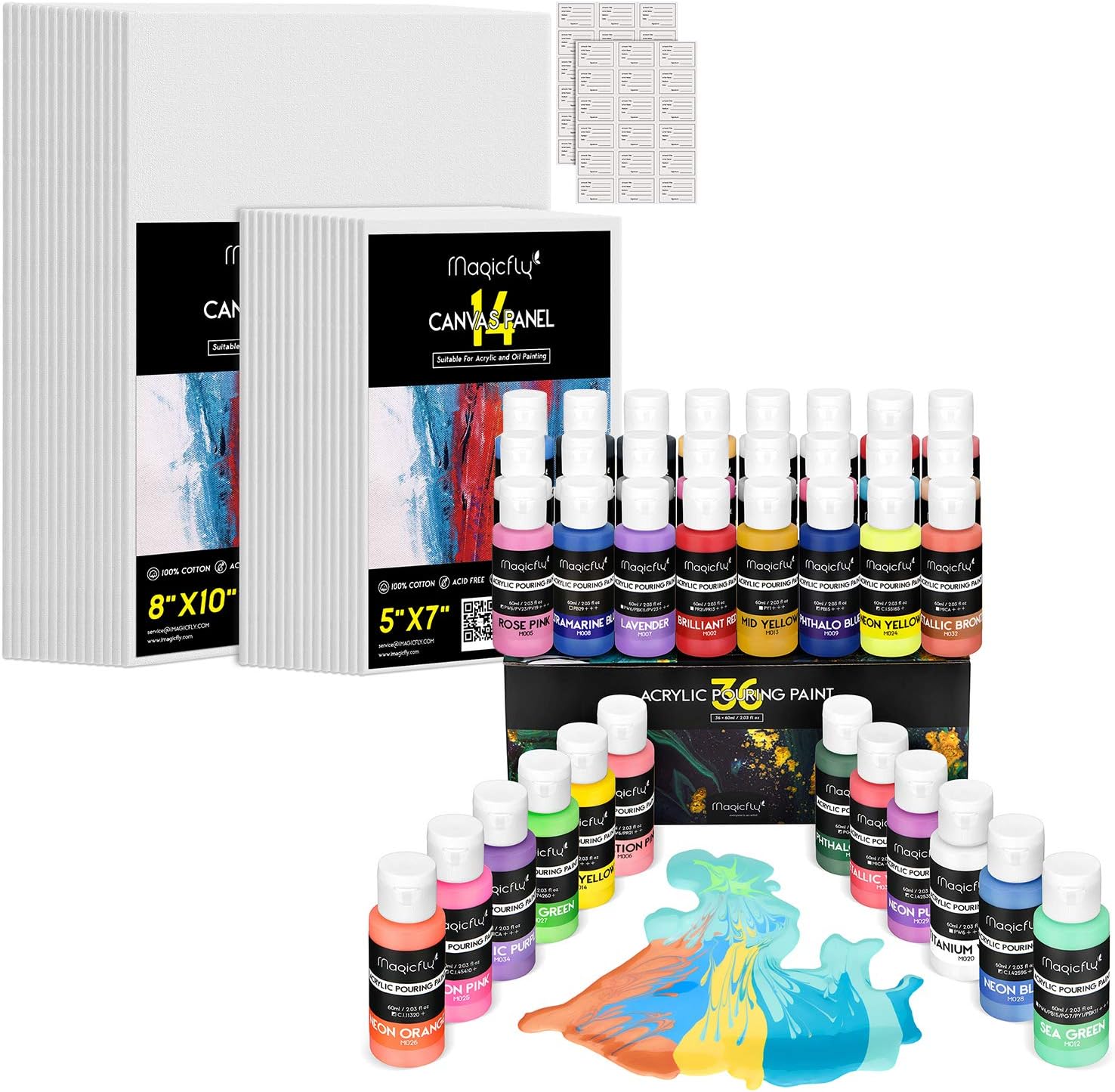 Magicfly 36 Colors Acrylic Pouring Paint + Magicfly