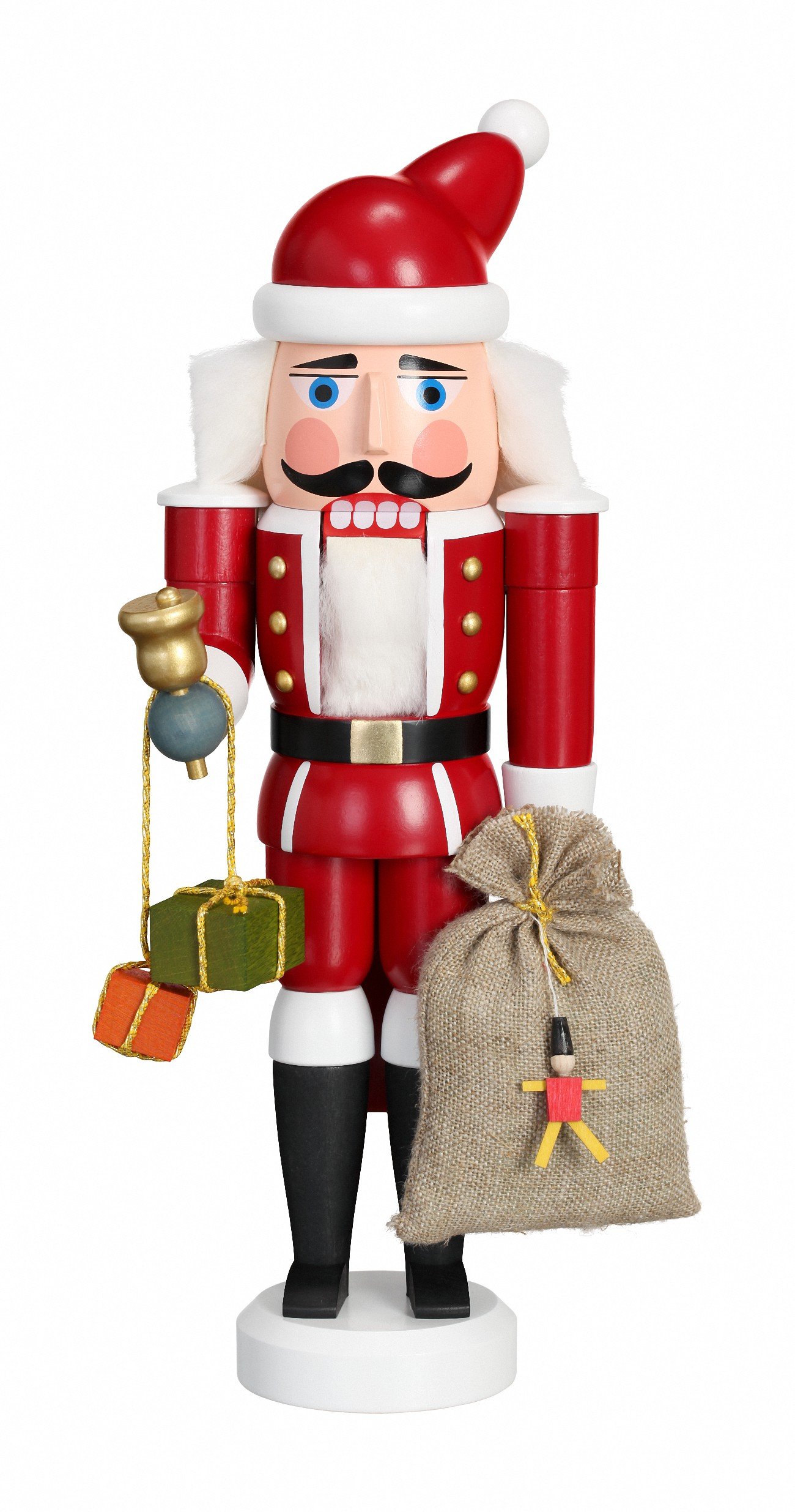 Seiffener Volkskunst Erzgebirge Original Nutcracker Santa Red Height 28 cm