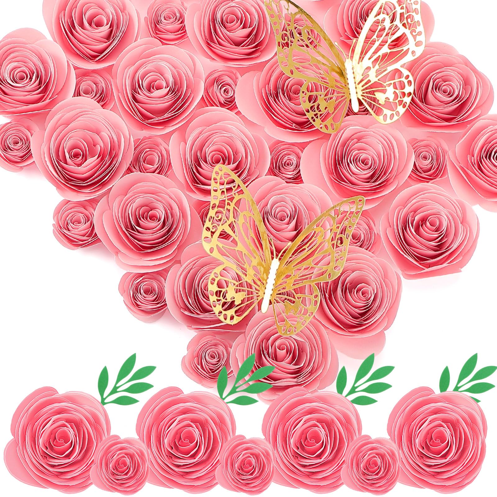 Photo 1 of Gilprop 36 Pcs 3D Rolled Artificial Roses Paper Flowers for Crafts Graduation Cap Decoration Wall Decor Mini Crafts DIY Gift for Graduation Wedding Shadow Box Frame Cake Topper(Pink)