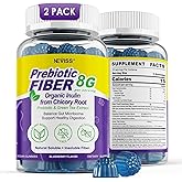 8G Fiber Gummies with Probiotics, Fiber Supplement with 25 Billion CFU Probiotics Blend, Inulin, Green Tea Extract Support Digestive Health, Regularity, No Sugar Added, Daily Gummy for Adults, 120Cts