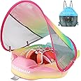 Mambobaby Float with Canopy Baby Float Non Inflatable Baby Safety Float for Swimming Pool Float Upgraded Tail Soft Skin-Friendly Material for Toddler Infant 3-24 Months, Rainbow