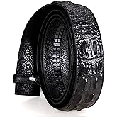 Barry.Wang Ratchet Belt Buckle Strap Replacement 1 3/8”,Leather Belt Straps for 40MM Slide Click Buckle,Trim to Fit