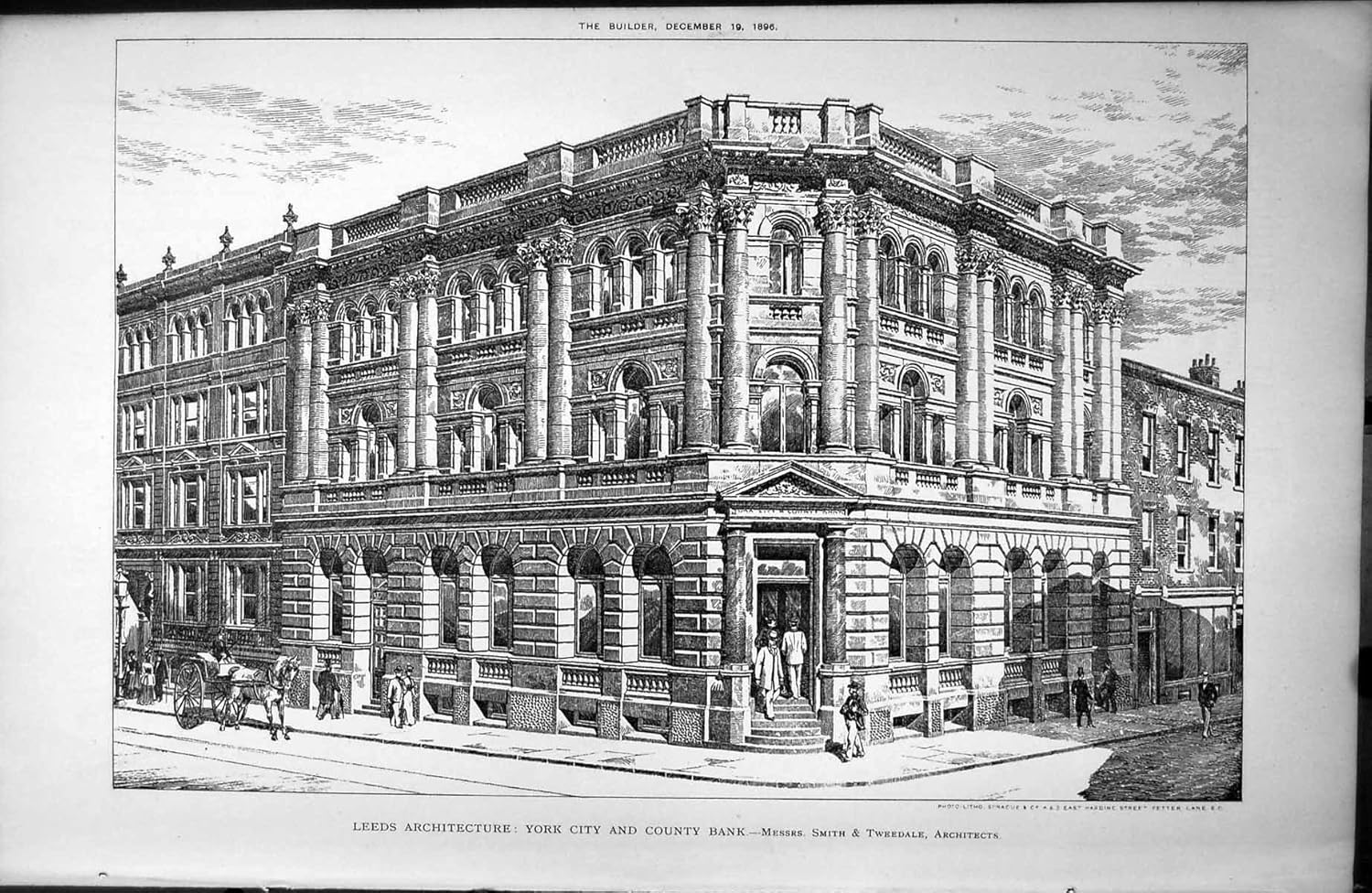 Imprima la Ciudad de York de la Arquitectura de Leeds y Banco Smith del