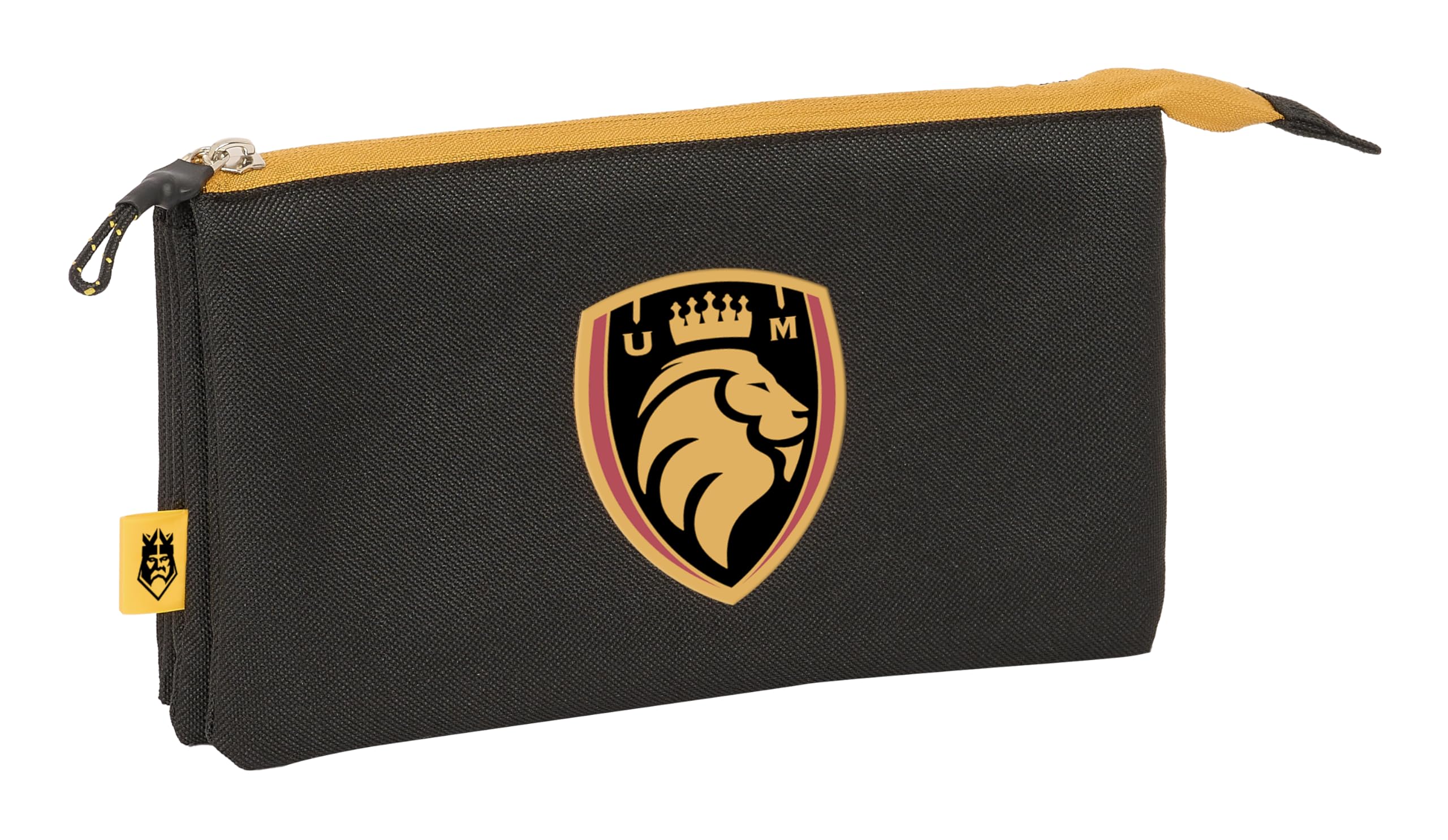 Safta Kings League Ultimate MÓSTOLES – Triple Pencil Case, Children's Pencil Case, Ideal for School Age Children, Comfortable and Versatile, Quality and Resistance, 22 x 3 x 12 cm, Black, Black/White,