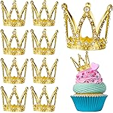 9 Pcs Crown Cake Topper Mini Gold Crown Queen Crown Small Princess Crown Cup Cake Topper Decoration